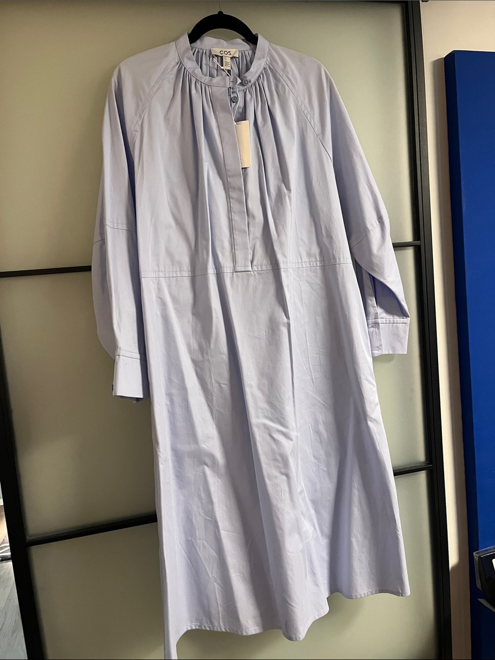COS Pale Blue Button-Front Midi Dress